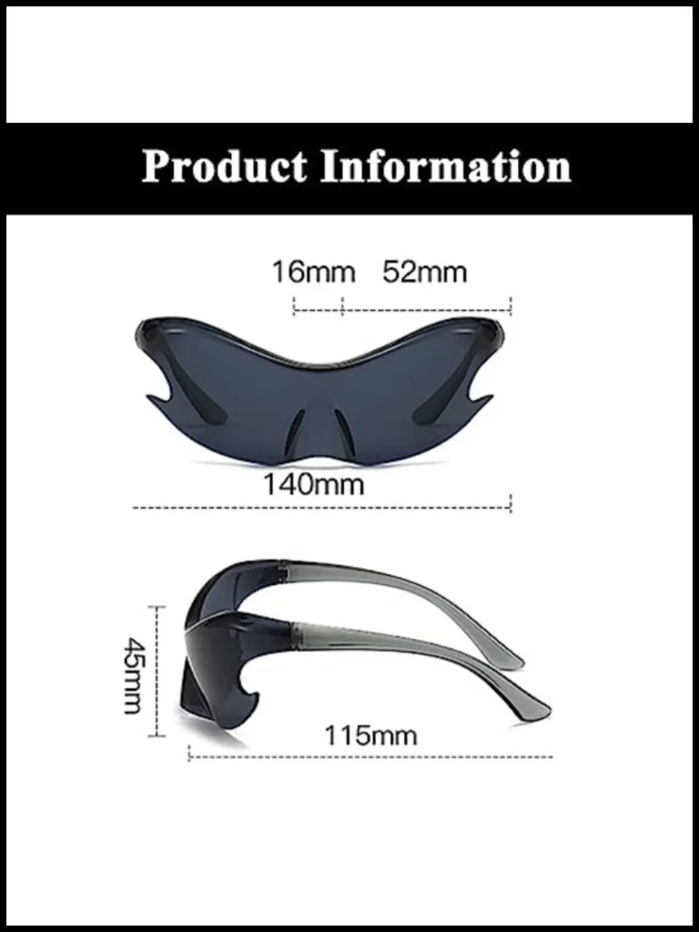 Rimless Wrap Around Sport Sunglasses UV400 Protection Cat Eye Shield Shades